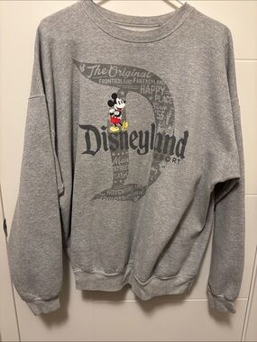 DISNEY Hanes Gray Crewneck Sweatshirt with Mickey Graphic